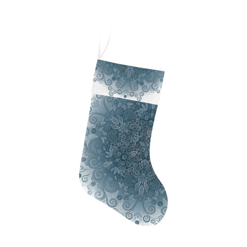 Blueberry Field - blue and white Christmas Stocking