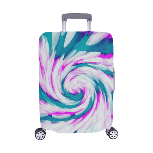 Turquoise Pink Tie Dye Swirl Abstract Luggage Cover/Medium 22"-25"