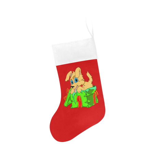 Christmas Puppy Red/White Christmas Stocking