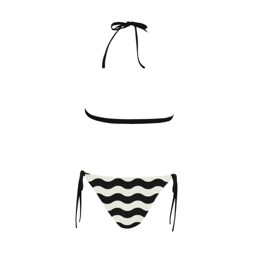BW 60s lines BIKINI ETHNIC Buckle Front Halter Bikini Swimsuit (Model S08)