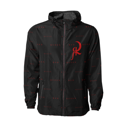 RED QUEEN SYMBOL RED LOGO ALL OVER BLACK Unisex All Over Print Windbreaker (Model H23)