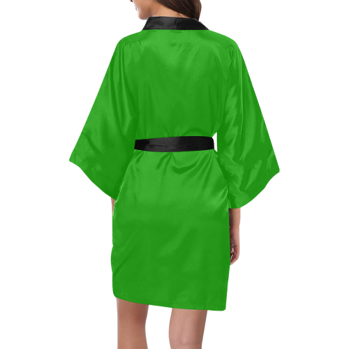 green with black trim Kimono Robe