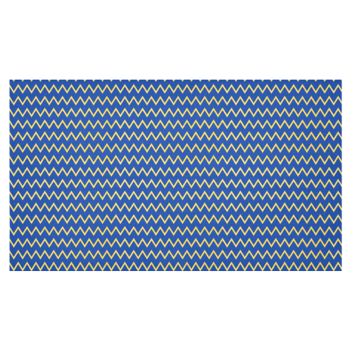 Chevron Jaune/Bleu Cotton Linen Tablecloth 60"x 104"