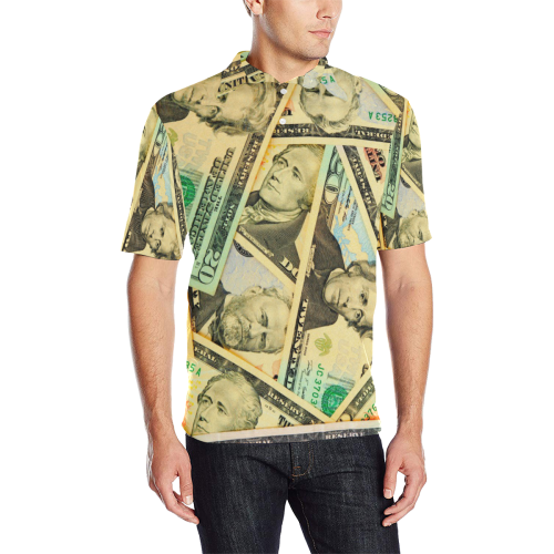US DOLLARS Men's All Over Print Polo Shirt (Model T55)