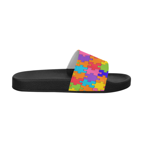 Rainbow Jigsaw Puzzle Women's Slide Sandals (Model 057)