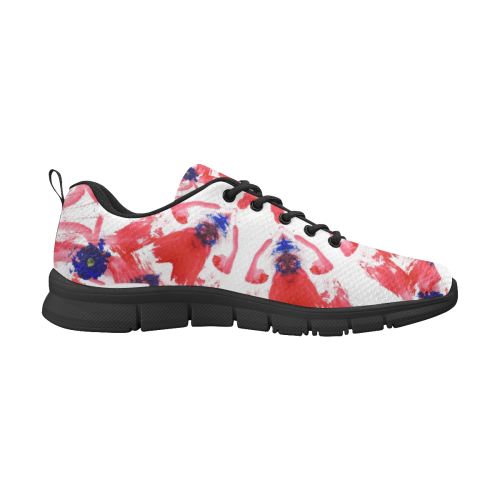 Red Blue Ornamerntal Pattern From Painting Women's Breathable Running Shoes/Large (Model 055)
