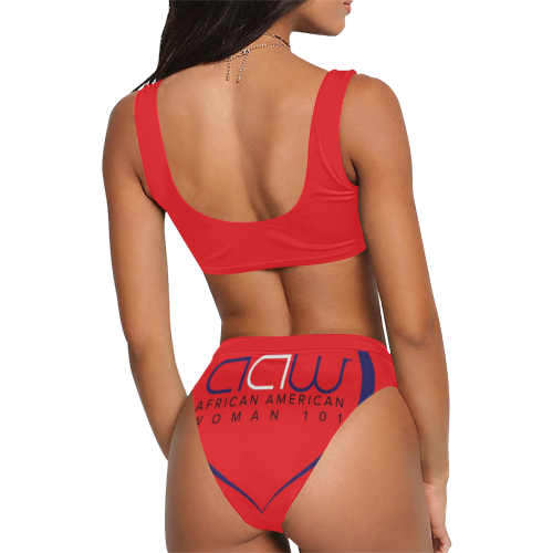 AAW101 Swimwear Red Diva Sport Top & High-Waisted Bikini Swimsuit (Model S07)