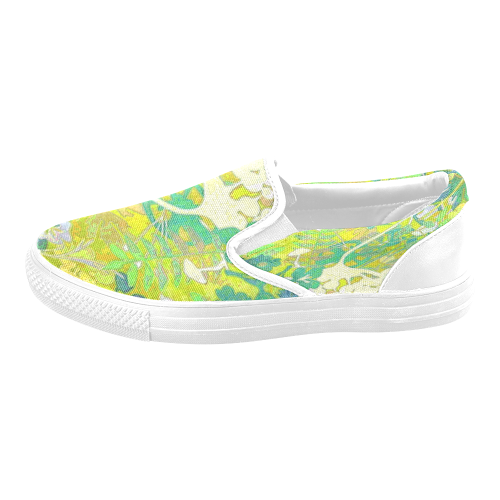 floral 1 abstract with white trim Slip-on Canvas Shoes for Men/Large Size (Model 019)