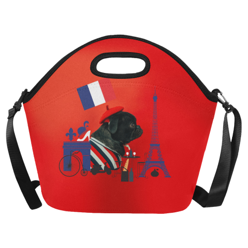 Proud Pug from Paris Neoprene Lunch Bag/Large (Model 1669)