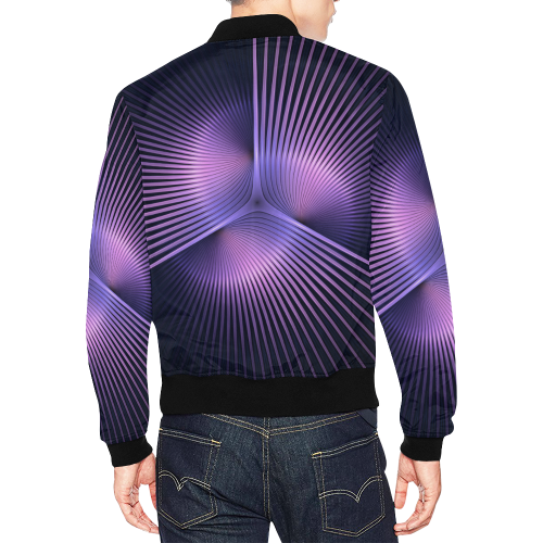 Purple Rays All Over Print Bomber Jacket for Men/Large Size (Model H19)