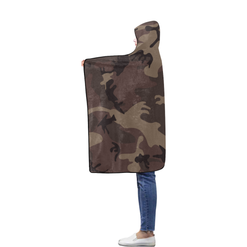 Camo Red Brown Flannel Hooded Blanket 50''x60''
