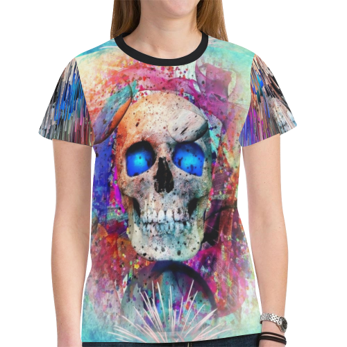My Skull Popart by Nico Bielow New All Over Print T-shirt for Women (Model T45)