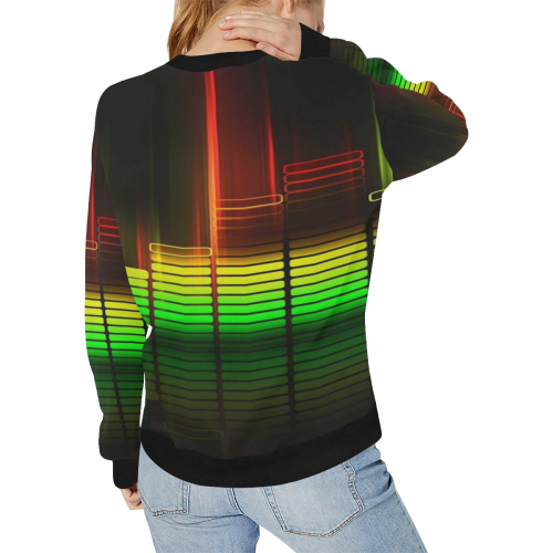 Digital music Women's Rib Cuff Crew Neck Sweatshirt (Model H34)