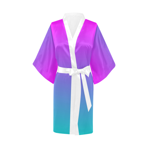 Fuschia and Turquoise  Ombre Kimono Robe