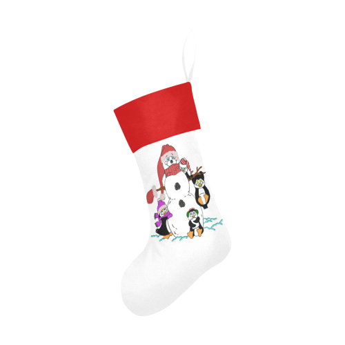 Christmas Snowman And Penguins White/Red Christmas Stocking