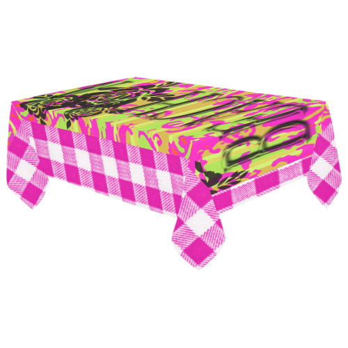 Pink Plaid Retro BeachMe* Runner Cotton Linen Tablecloth 60"x 104"