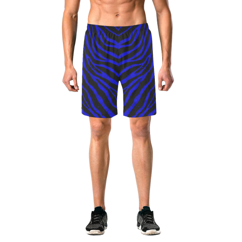 Ripped SpaceTime Stripes - Blue Men's All Over Print Elastic Beach Shorts (Model L20)