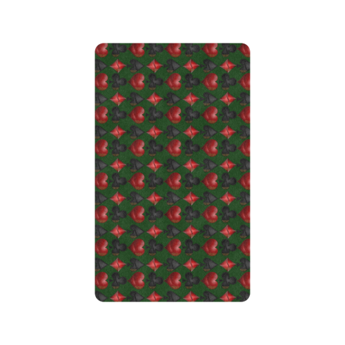 Las Vegas Black and Red Casino Poker Card Shapes on Green Doormat 30"x18" (Black Base)