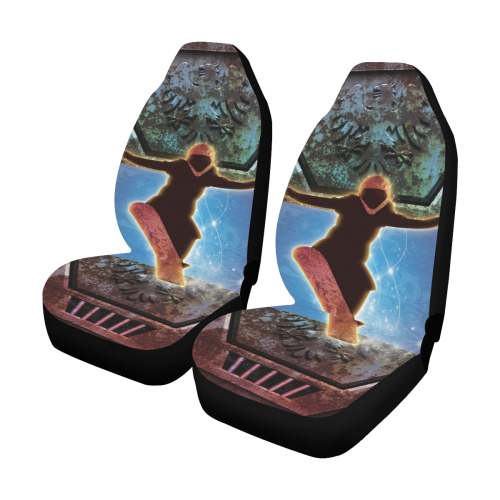 Snowboarding on steampunk background Car Seat Covers (Set of 2)
