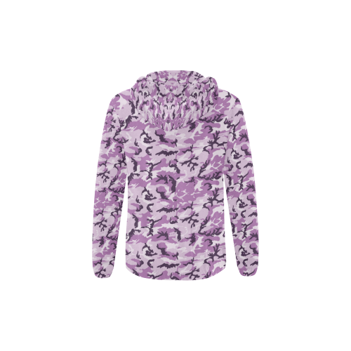 Woodland Pink Purple Camouflage All Over Print Full Zip Hoodie for Kid (Model H14)