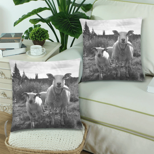 Sheep Looking at You Custom Zippered Pillow Cases 18"x 18" (Twin Sides) (Set of 2)