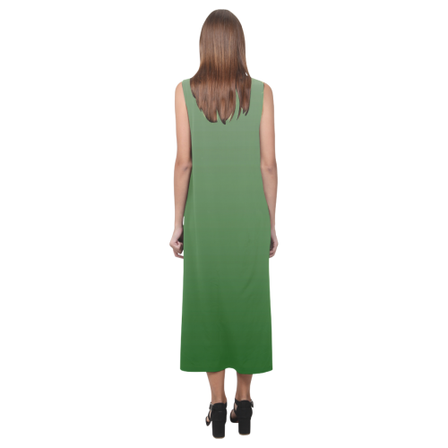 Olive Green to Darker Green Gradient Phaedra Sleeveless Open Fork Long Dress (Model D08)
