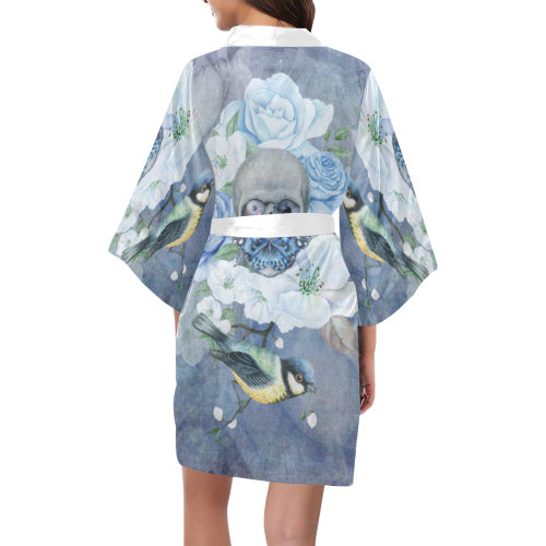 Gothic Skull With Butterfly Kimono Robe