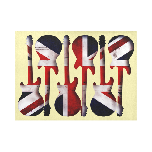 Union Jack British UK Flag Guitars Yellow Placemat 14’’ x 19’’ (Two Pieces)