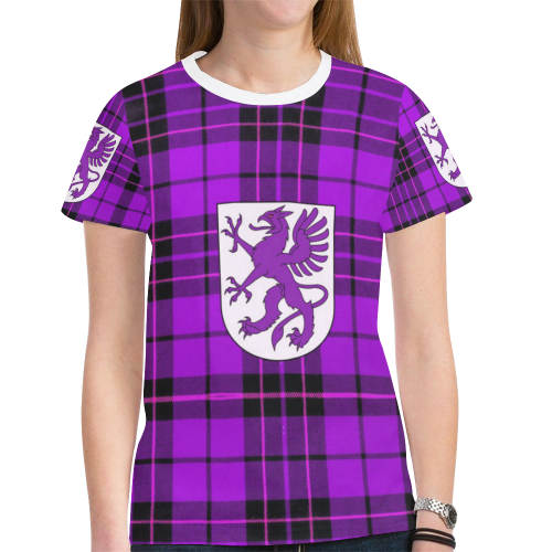GRYPHON-TARTAN PURPLE New All Over Print T-shirt for Women (Model T45)