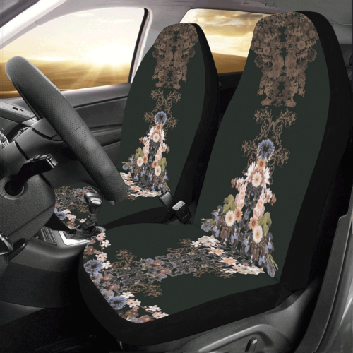 floral-black and peach Car Seat Covers (Set of 2)