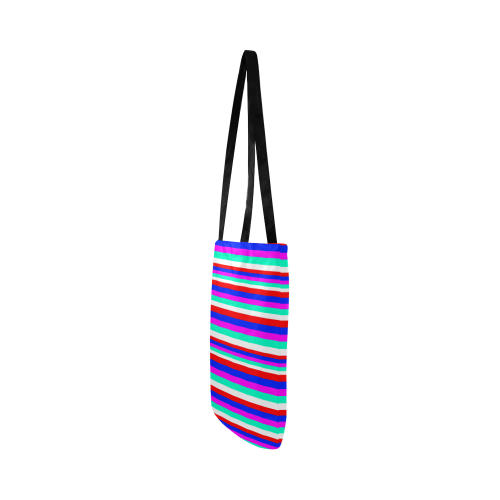 Colored Stripes - Fire Red Royal Blue Pink Mint Wh Reusable Shopping Bag Model 1660 (Two sides)