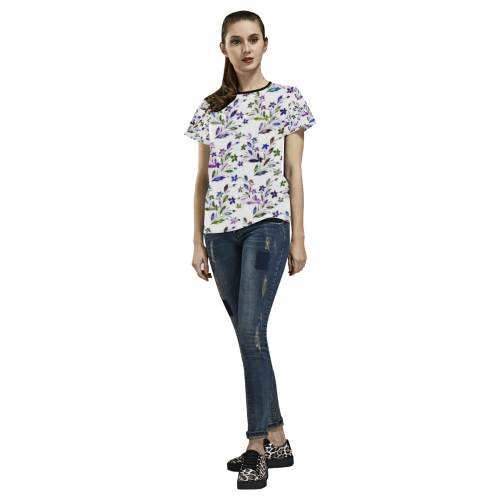 Vivid floral pattern 4182A by FeelGood All Over Print T-shirt for Women/Large Size (USA Size) (Model T40)