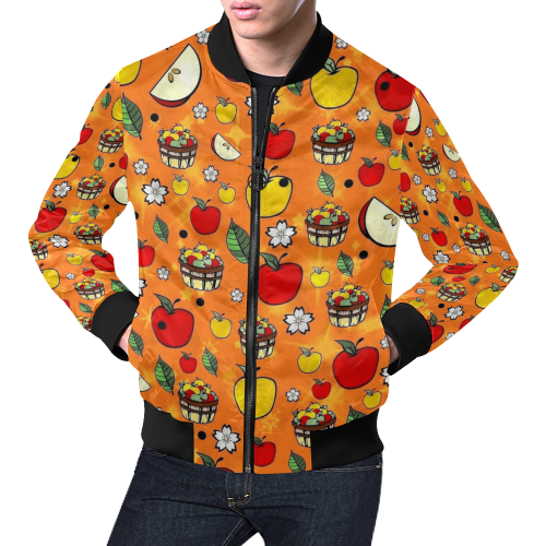 Apple Popart by Nico Bielow All Over Print Bomber Jacket for Men/Large Size (Model H19)