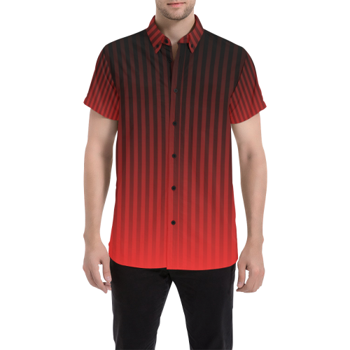 Vertical Red Stripes Men's All Over Print Short Sleeve Shirt/Large Size (Model T53)