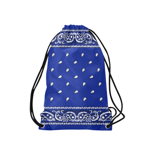 KERCHIEF PATTERN BLUE Small Drawstring Bag Model 1604 (Twin Sides) 11"(W) * 17.7"(H)