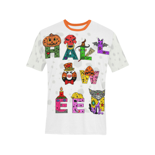 Halloween Fun Pop Art by Nico Bielow Men's All Over Print T-Shirt (Solid Color Neck) (Model T63)