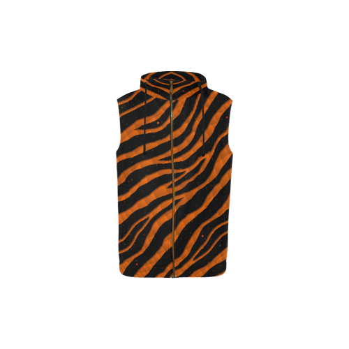 Ripped SpaceTime Stripes - Orange All Over Print Sleeveless Zip Up Hoodie for Kid (Model H16)