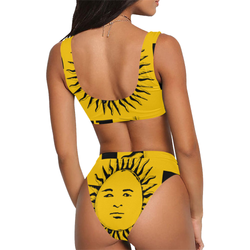 GOD Sport Bikini Yellow Sport Top & High-Waisted Bikini Swimsuit (Model S07)