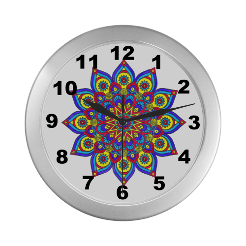 Brilliant Star Mandala Silver Color Wall Clock