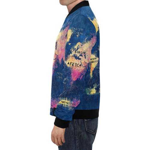 world map oceans and continents All Over Print Bomber Jacket for Men/Large Size (Model H19)