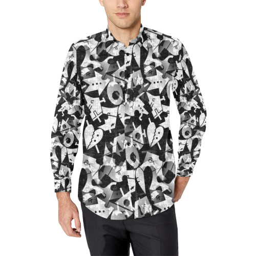 Black and White Pop Art by Nico Bielow Men's All Over Print Casual Dress Shirt (Model T61)