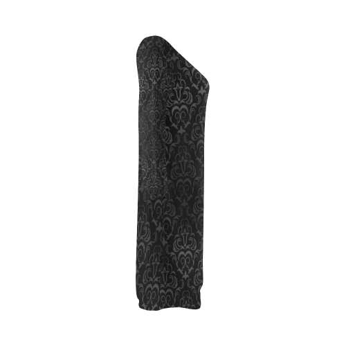 Elegant vintage floral damasks in  gray and black Bateau A-Line Skirt (D21)
