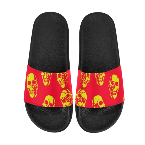 hot skulls, red yellow by JamColors Men's Slide Sandals (Model 057)