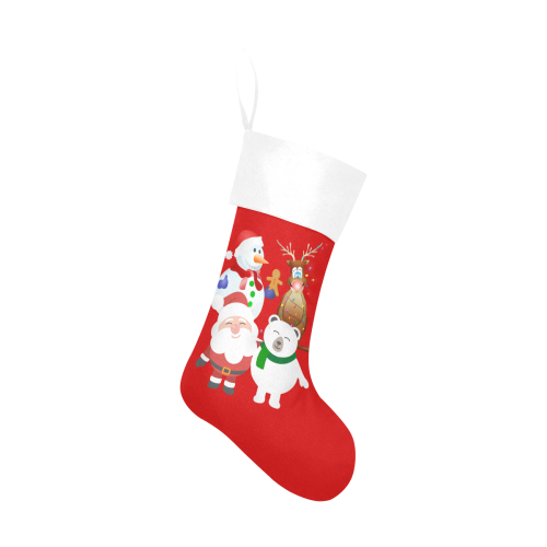 Christmas Gingerbread, Snowman, Santa Claus Red Christmas Stocking