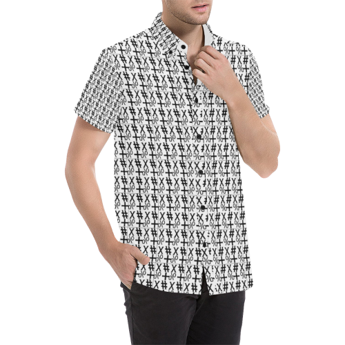 NUMBERS Collection Symbols Black/White Men's All Over Print Short Sleeve Shirt (Model T53)
