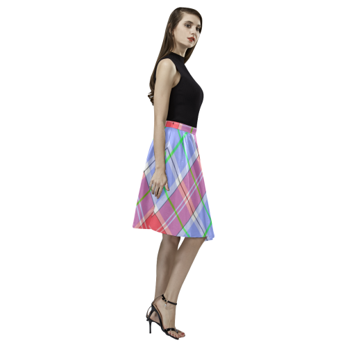 PINK TARTAN 5 Melete Pleated Midi Skirt (Model D15)