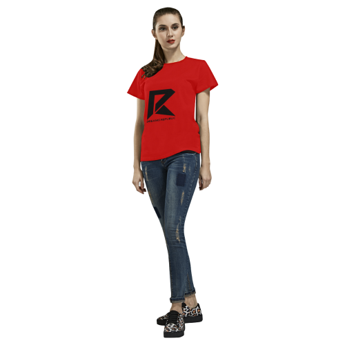 T-Shirt for Women(Red and Black) All Over Print T-Shirt for Women (USA Size) (Model T40)
