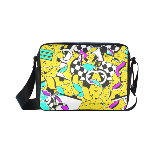 Shapes on a yellow background Classic Cross-body Nylon Bags (Model 1632)