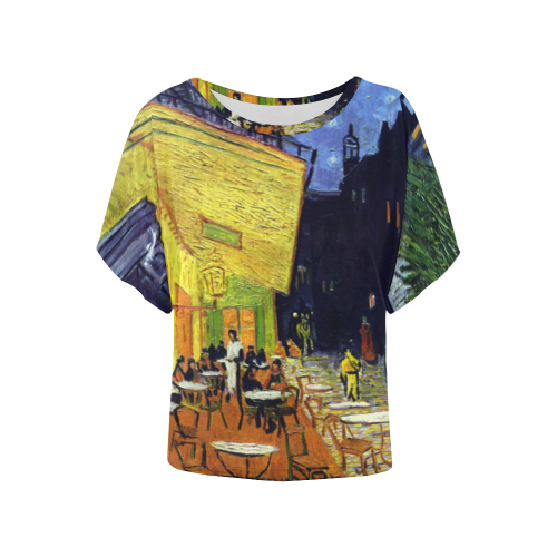 Vincent Willem van Gogh - Cafe Terrace at Night Women's Batwing-Sleeved Blouse T shirt (Model T44)