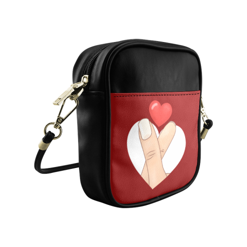 Hand and Finger Heart / Red Sling Bag (Model 1627)